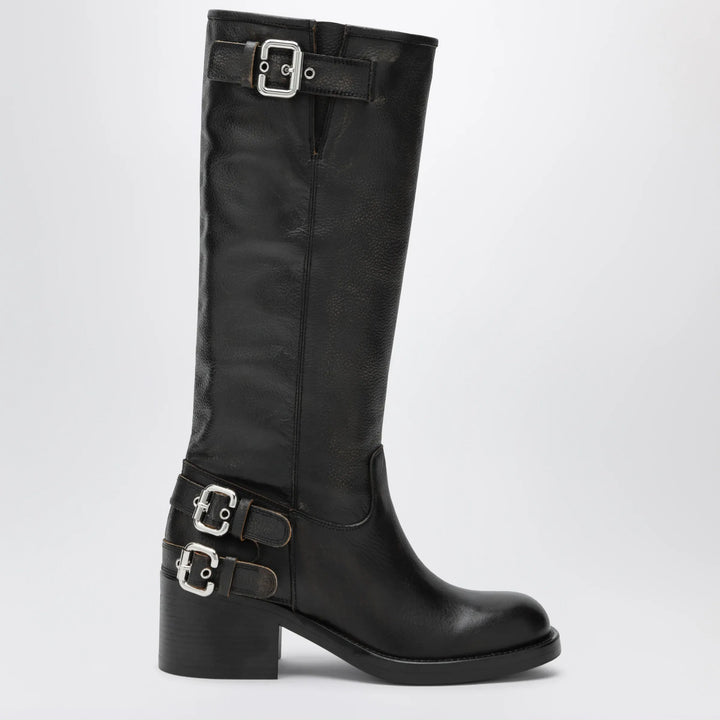 Chloé - Dakota knee-high biker boots in black leather Brand Apparel &amp; Accessories > Shoes