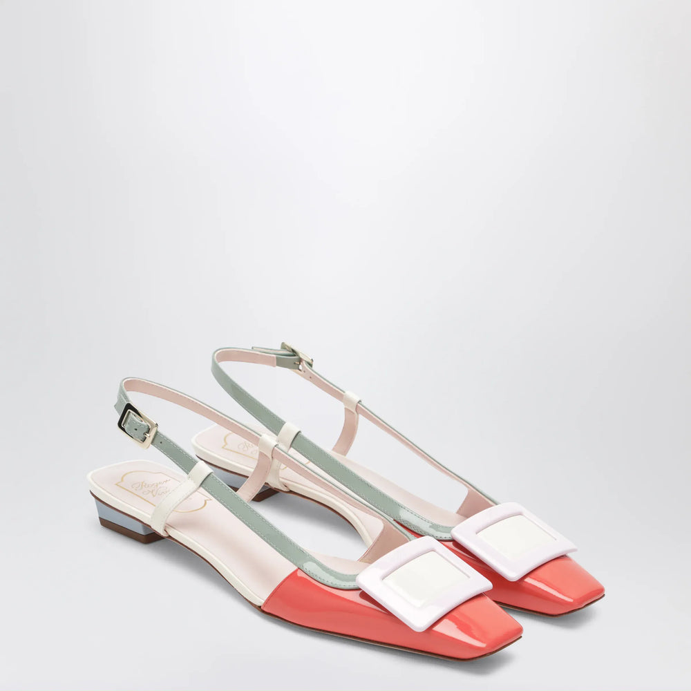 ROGER VIVIER - Multicolour Belle Vivier Slingback Ballerinas in patent leather Brand Apparel & Accessories > Shoes
