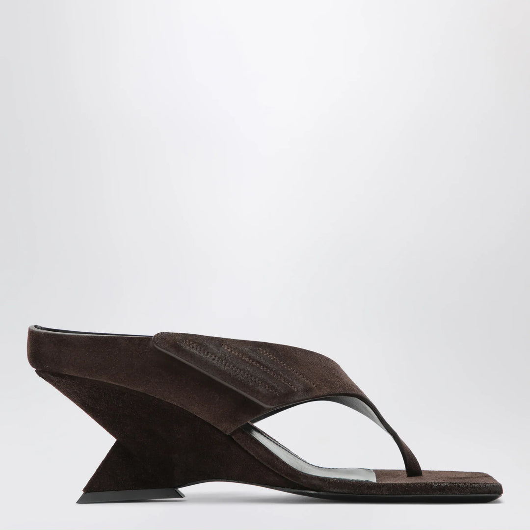 The Attico - Cheope suede thong sandals in dark brown Brand Apparel &amp; Accessories > Shoes