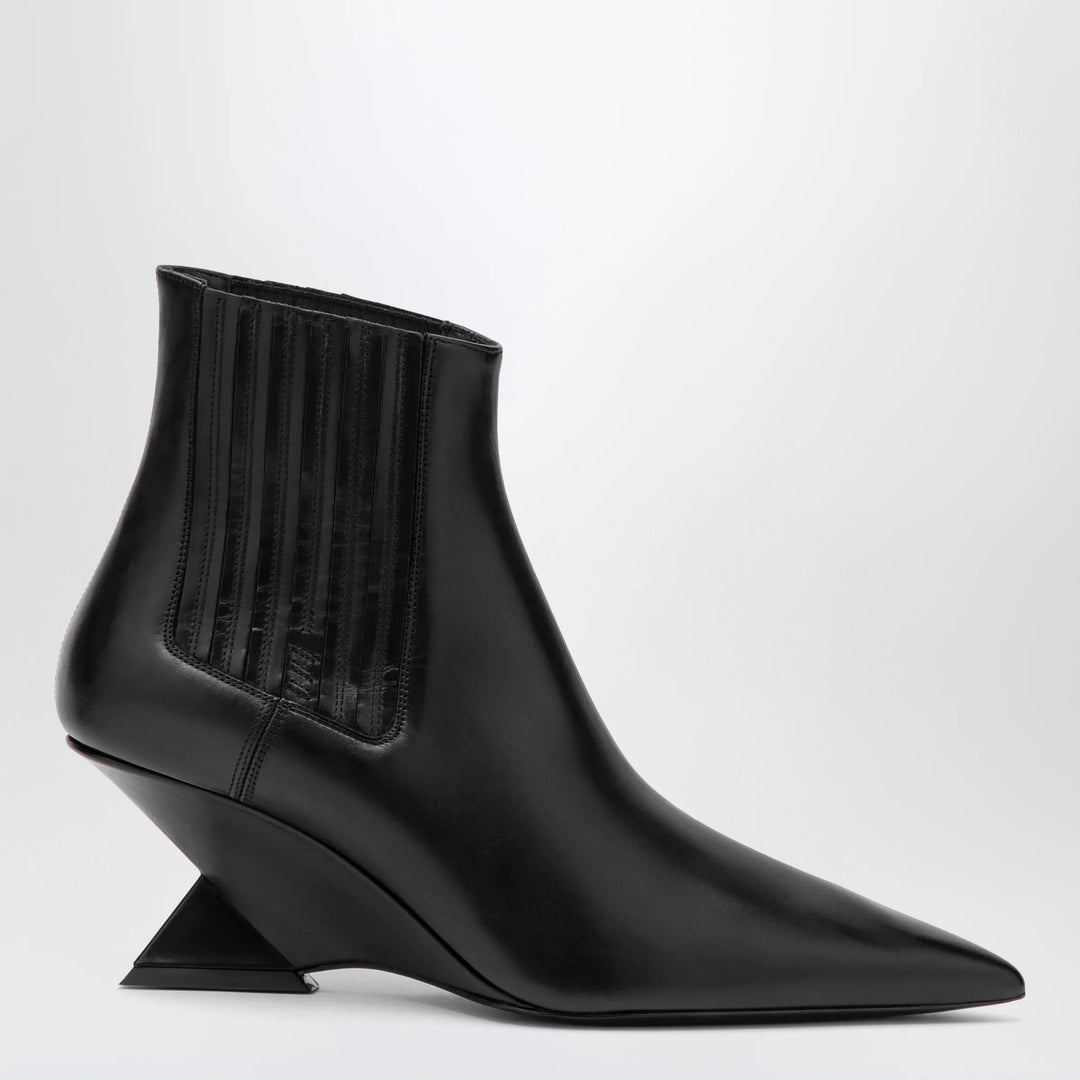 The Attico - Cheope wedge-heel ankle boots in black calfskin Brand Apparel &amp; Accessories > Shoes