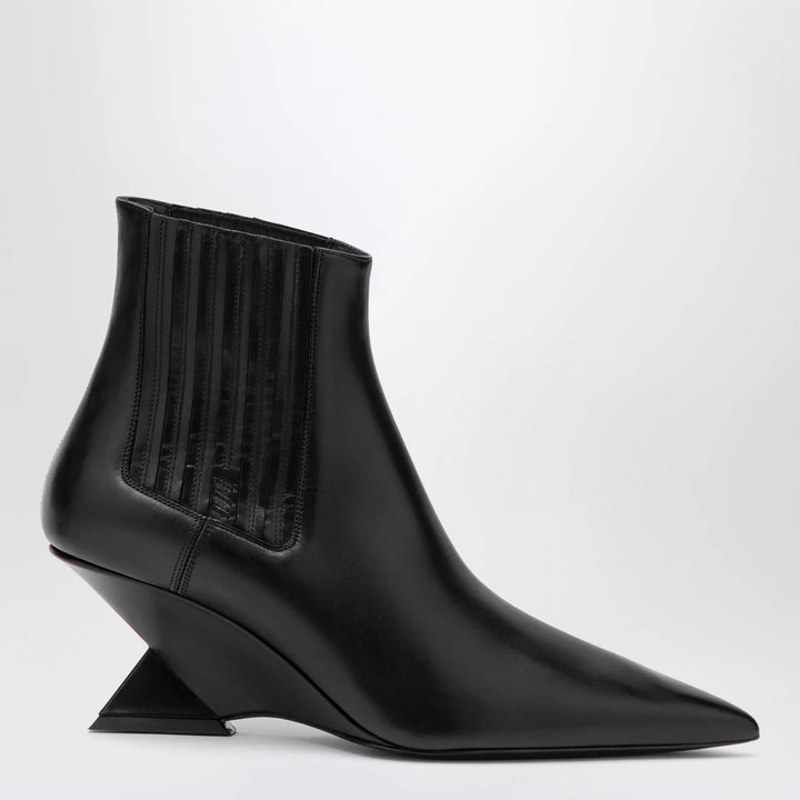 The Attico - Cheope wedge-heel ankle boots in black calfskin Brand Apparel &amp; Accessories > Shoes 36 IT