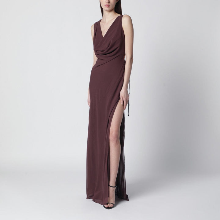 Apparel &amp; Accessories 40  IT THE ANDAMANE - Aubergine silk-blend long dress Brand