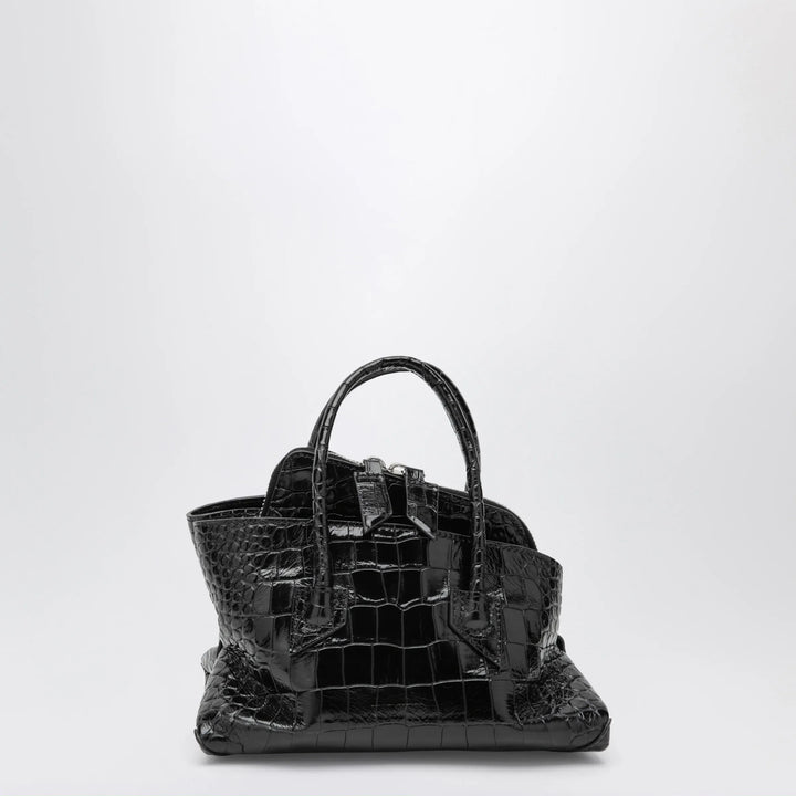 The Attico - La Passeggiata Mini black crocodile-print leather bag Brand Apparel &amp; Accessories U