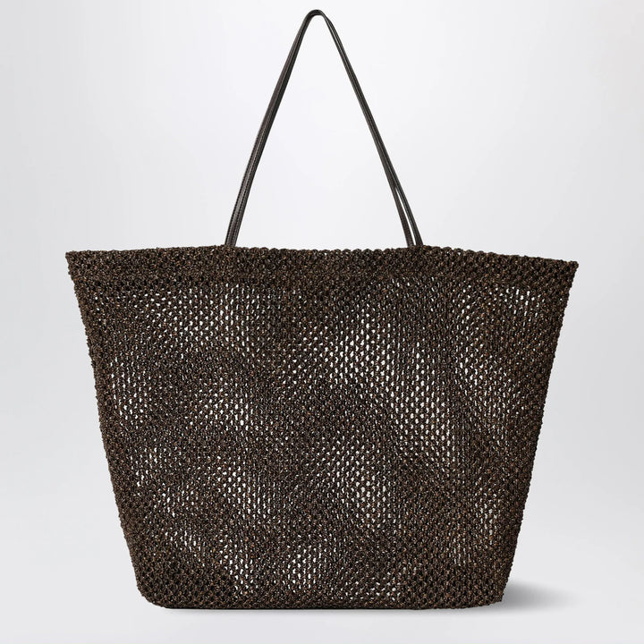 The Row - Geometric crochet nylon tote bag in dark brown Brand Apparel &amp; Accessories TU