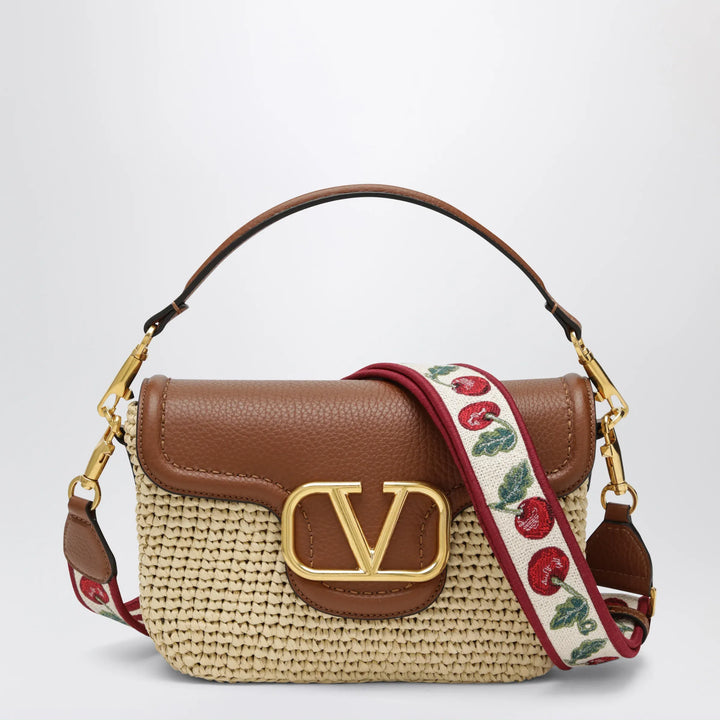 Valentino Garavani - Alltime raffia and leather bag with Cherryfic embroidered strap Brand Apparel &amp; Accessories TU