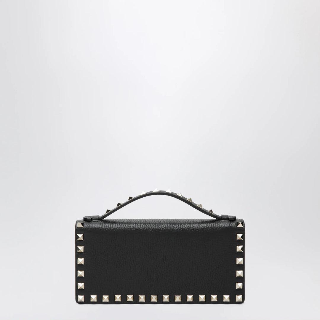 Valentino Garavani - Black Rockstud Leather Wallet with Chain Brand Apparel & Accessories U