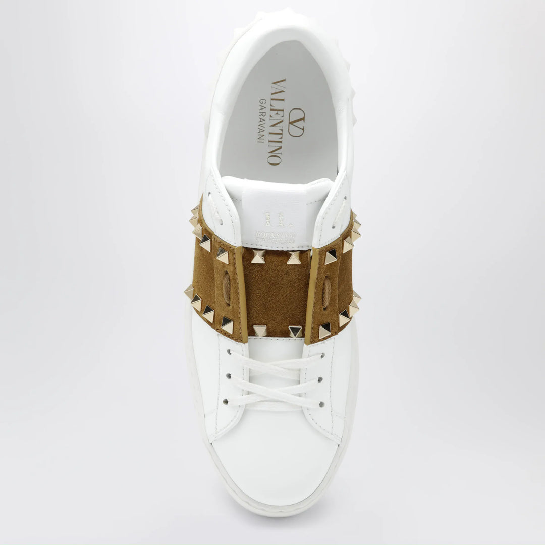 Valentino Garavani - Rockstud Untitled trainers in white leather/beige Havana Brand Apparel &amp; Accessories