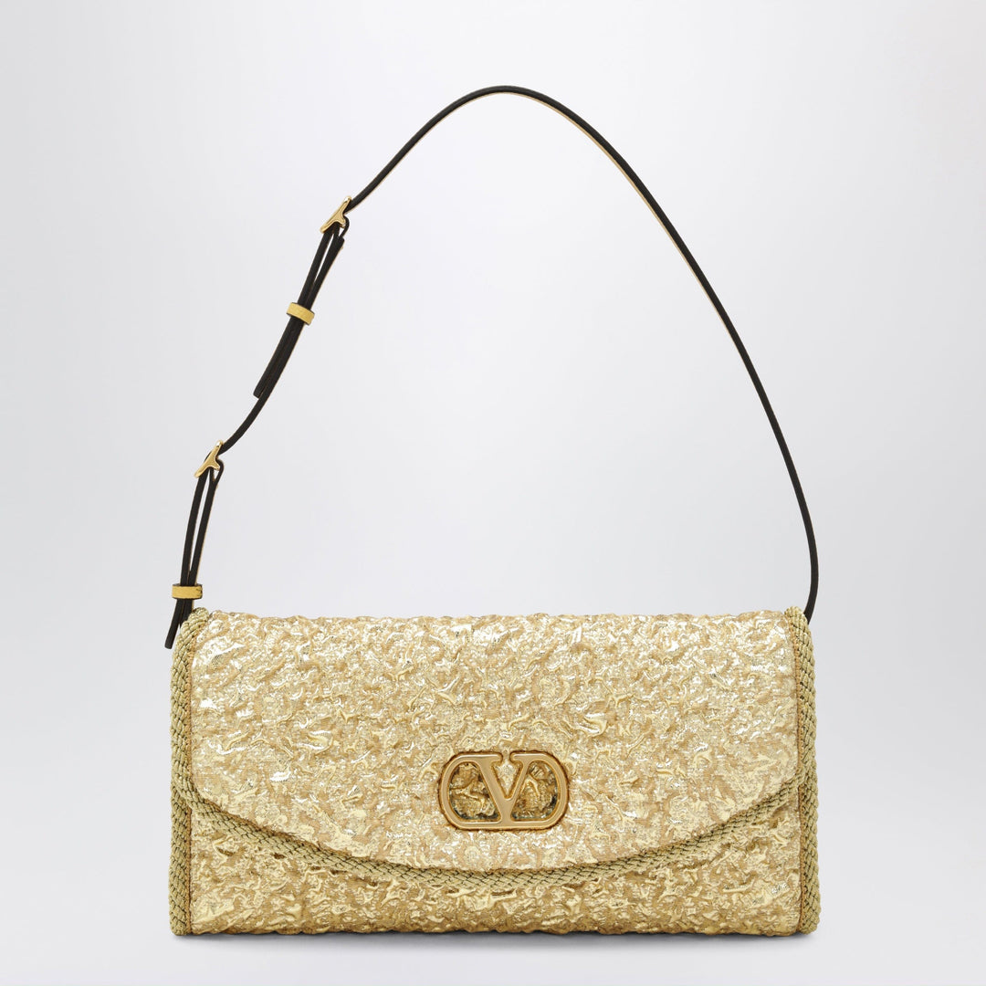 Apparel & Accessories TU Valentino Garavani - Small DeVain bag in gold cloqué jacquard fabric Brand