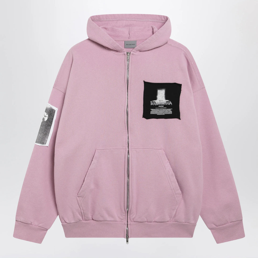 Balenciaga - Antique pink cotton jersey zip-up hoodie Brand S