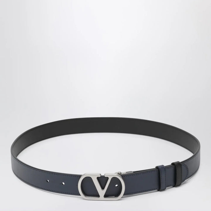 Valentino Garavani - Reversible Vlogo Signature belt Black/Marine Brand Belts 105 EU