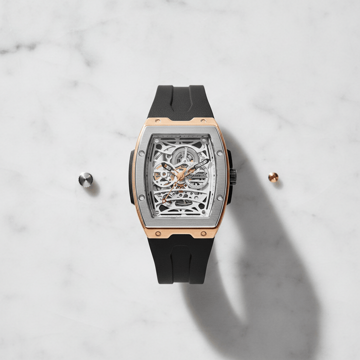 Ingersoll The Challenger Automatic Two Tone Black Rubber Strap Watch Brand Chronograph Watches