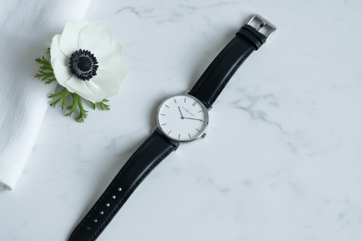 Nordgreen Native 32mm White Automatic with Black Leather Strap Watch Brand Chronograph Watches