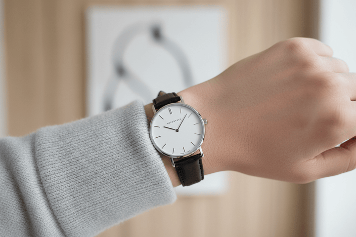 Nordgreen Native 32mm White Automatic with Black Leather Strap Watch Brand Chronograph Watches