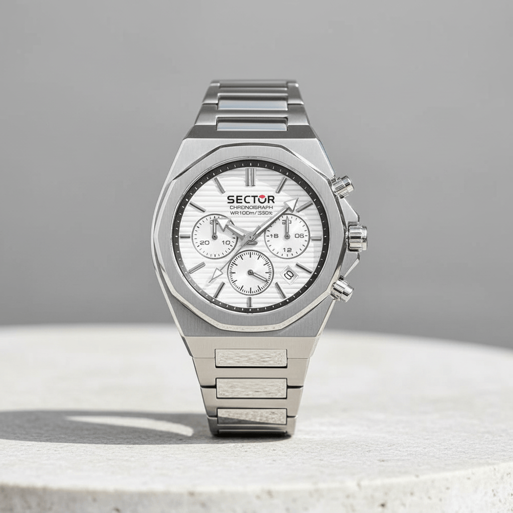 Sector 960 White Dial Silver Chronograph Brand Chronograph Watches