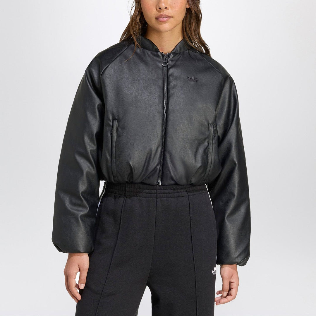 Coats & Jackets M adidas Originals - Black faux leather zip-up bomber jacket Brand