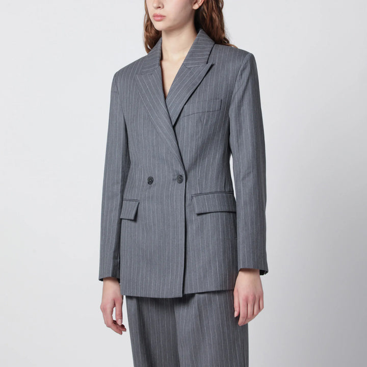 ANINE BING - Tiphaine blazer in light grey pinstripe fabric Brand Coats &amp; Jackets M