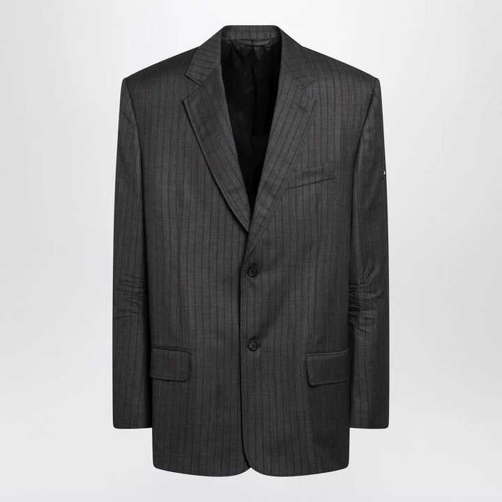 Balenciaga - Grey pinstripe wool single-breasted jacket Brand Coats &amp; Jackets 48 IT