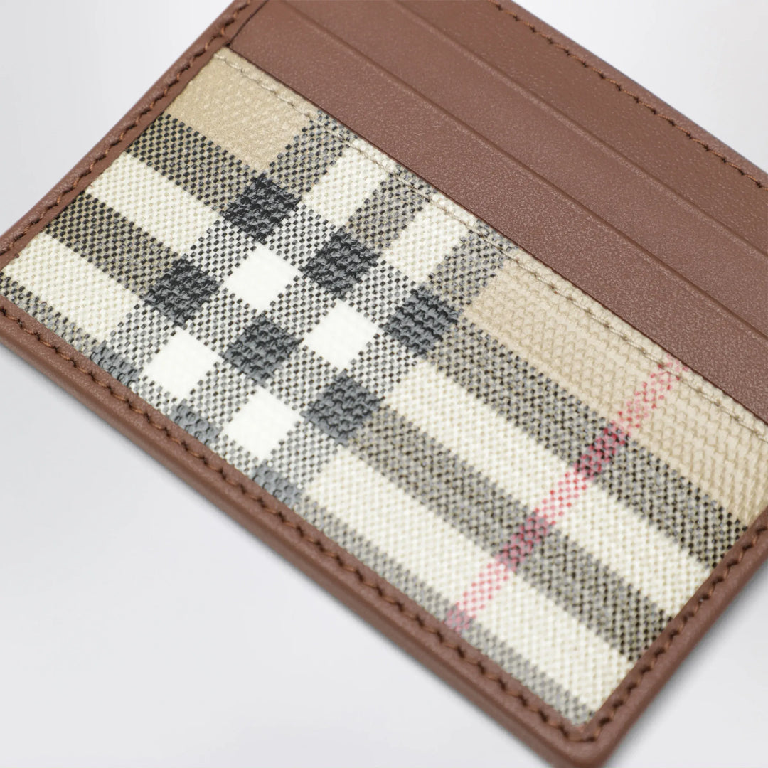 Burberry - Check credit card holder in coated cotton, beige Brand Coats &amp; Jackets U