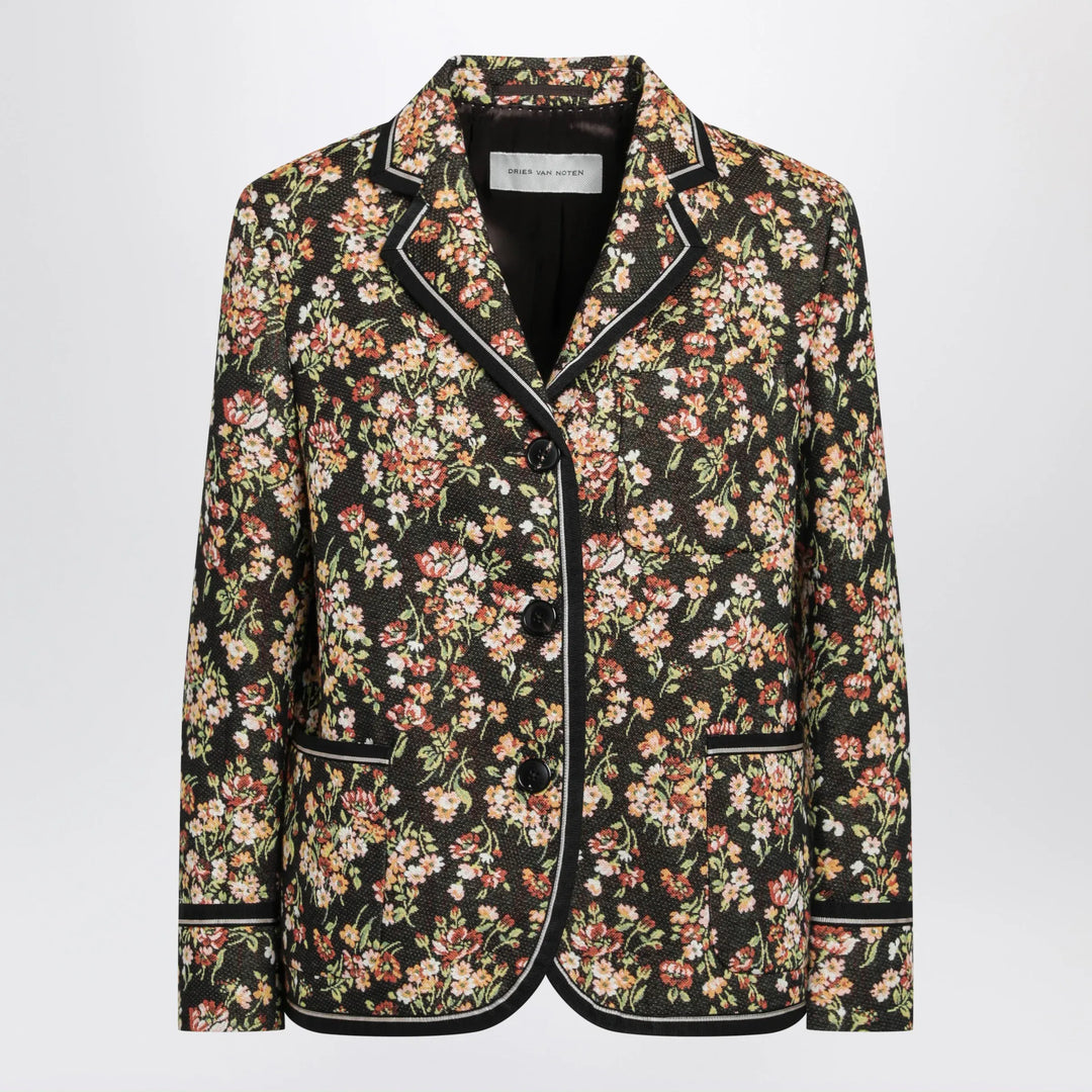 Dries Van Noten - Brown floral gobelin blazer Brand Coats & Jackets 40  FR