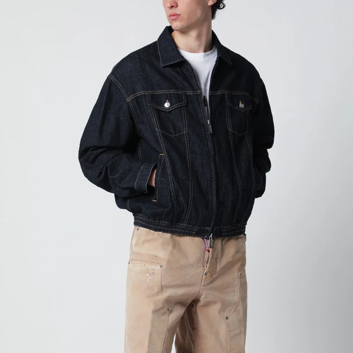 Dsquared2 - Navy blue zip-up denim jacket Brand Coats &amp; Jackets 50 IT
