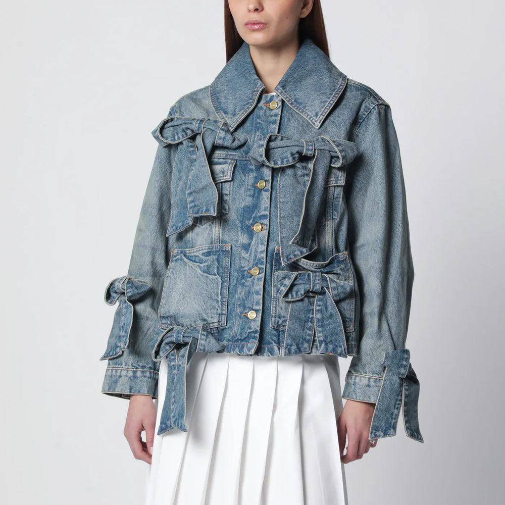 GANNI - Denim jacket with bows Brand Coats & Jackets 34  FR