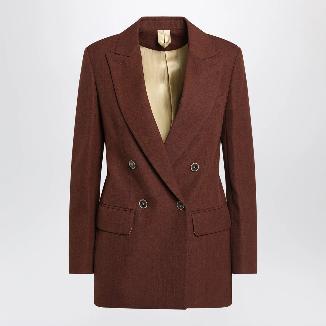 Max Mara - Earth-tone jacket in wool grain de poudre Brand Coats &amp; Jackets 42  IT