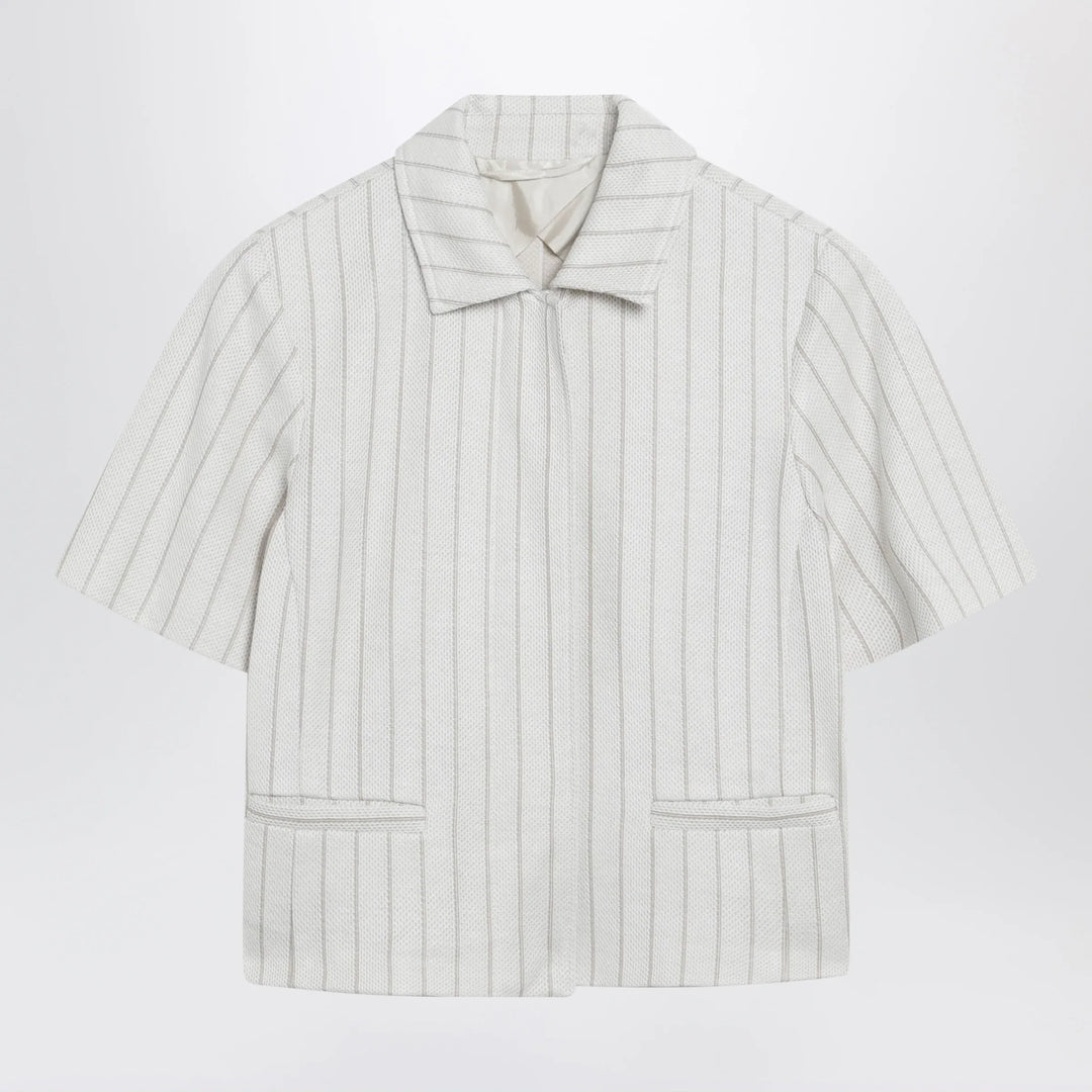Max Mara - Pinstripe piqué jersey jacket Brand Coats &amp; Jackets 42  IT