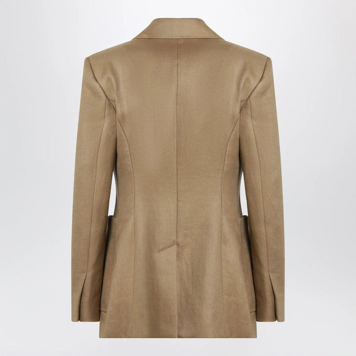 Max Mara - Semi-fitted single-breasted blazer in beige linen Brand Coats &amp; Jackets