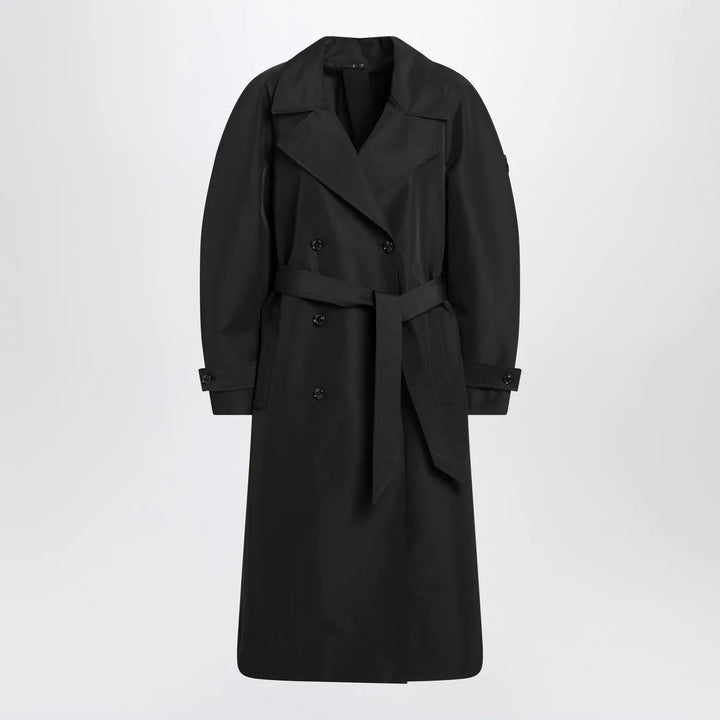 Moncler X Edward Enninful - Black double-breasted trench coat with belt Brand Coats &amp; Jackets 0