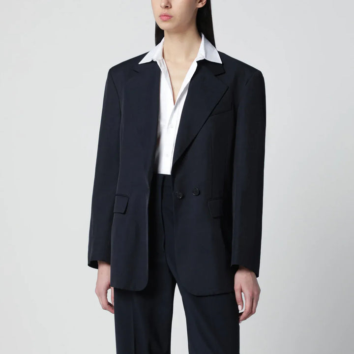 P.A.R.O.S.H. - Blue linen-blend single-breasted jacket Brand Coats &amp; Jackets S