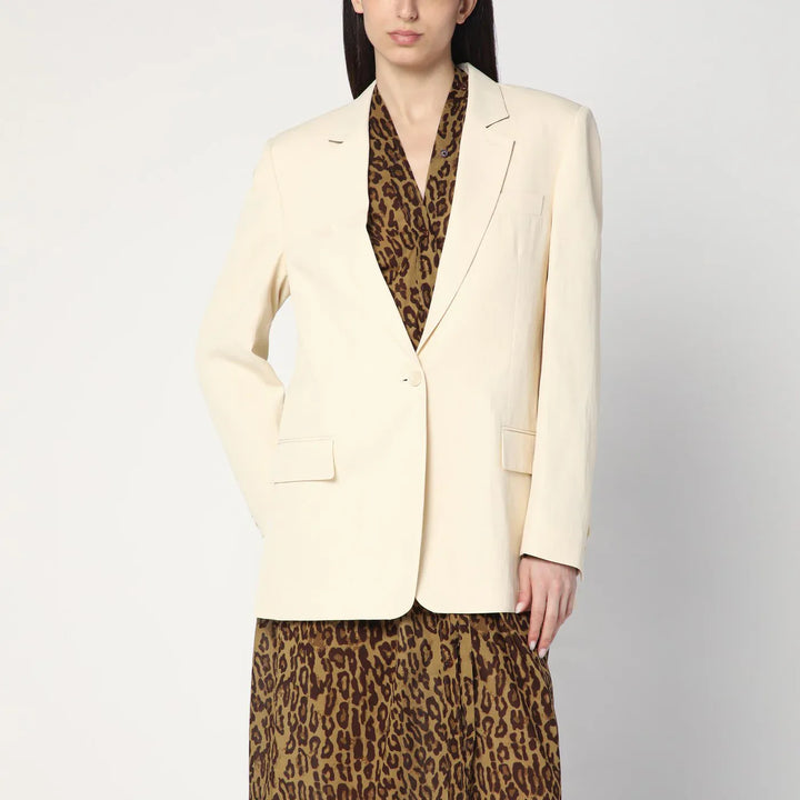 Stella McCartney - Single-breasted jacket in butter colour Brand Coats &amp; Jackets 38  IT
