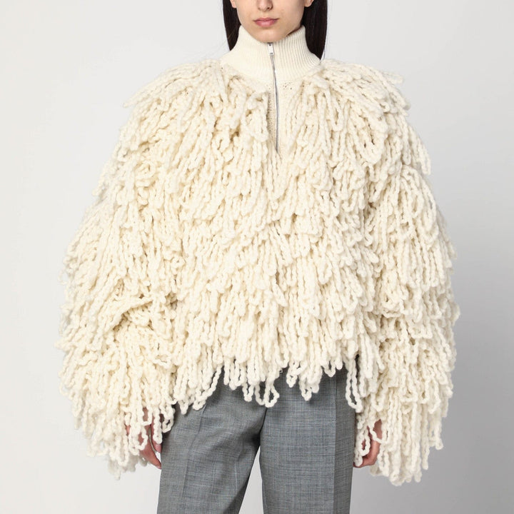 Coats &amp; Jackets Stella McCartney - White wool bomber jacket with fringes Brand