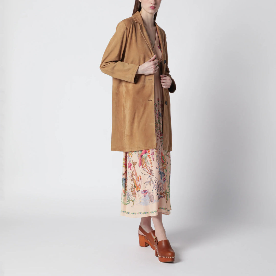 Sword 6644 - Brown long suede leather jacket Brand Coats &amp; Jackets 40  IT