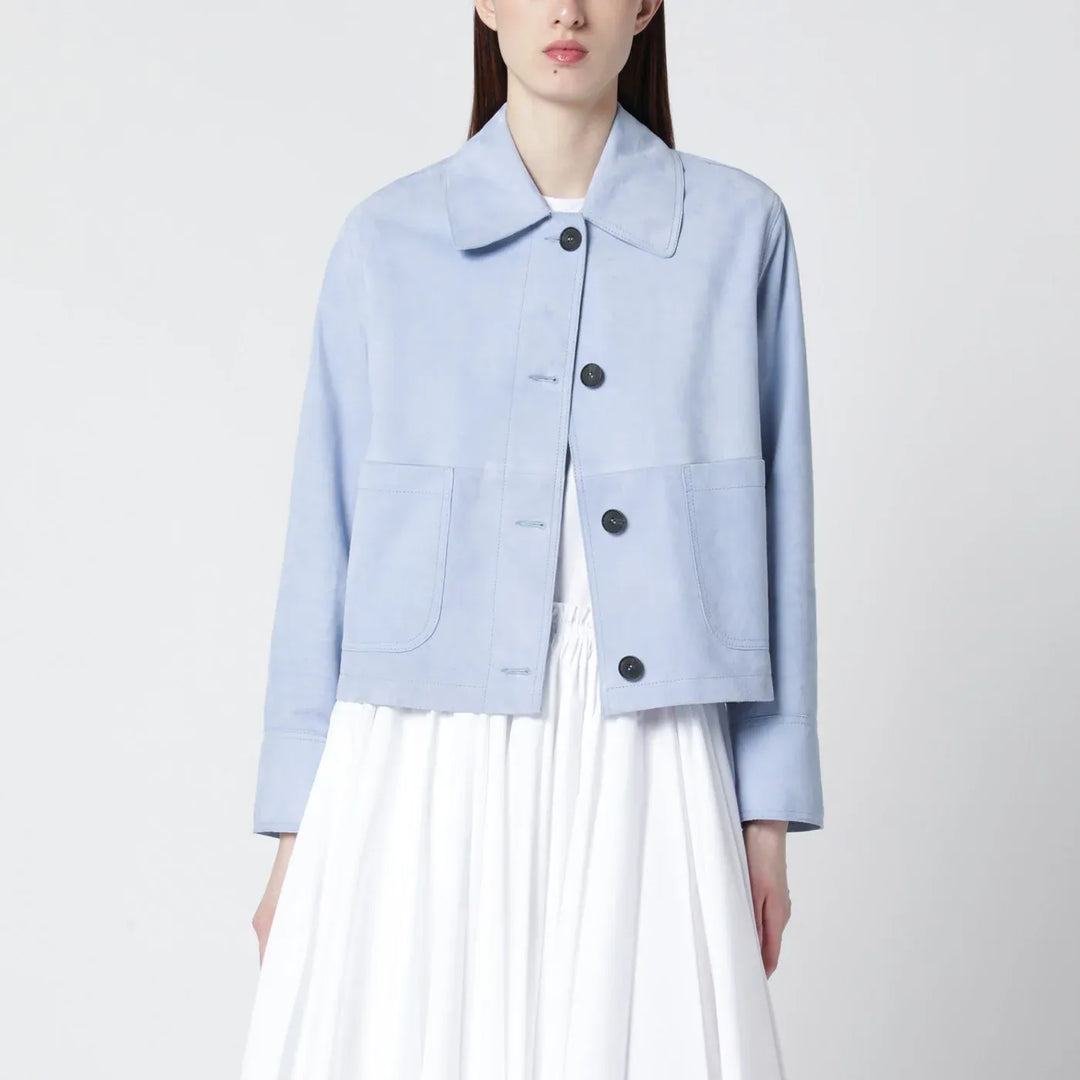 Sword 6644 - Light blue leather jacket Brand Coats &amp; Jackets 44  IT