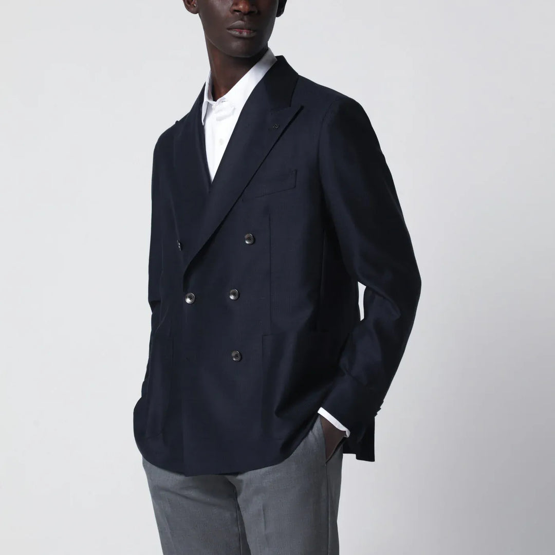 Tagliatore - Blue wool double-breasted jacket Brand Coats &amp; Jackets 52 IT