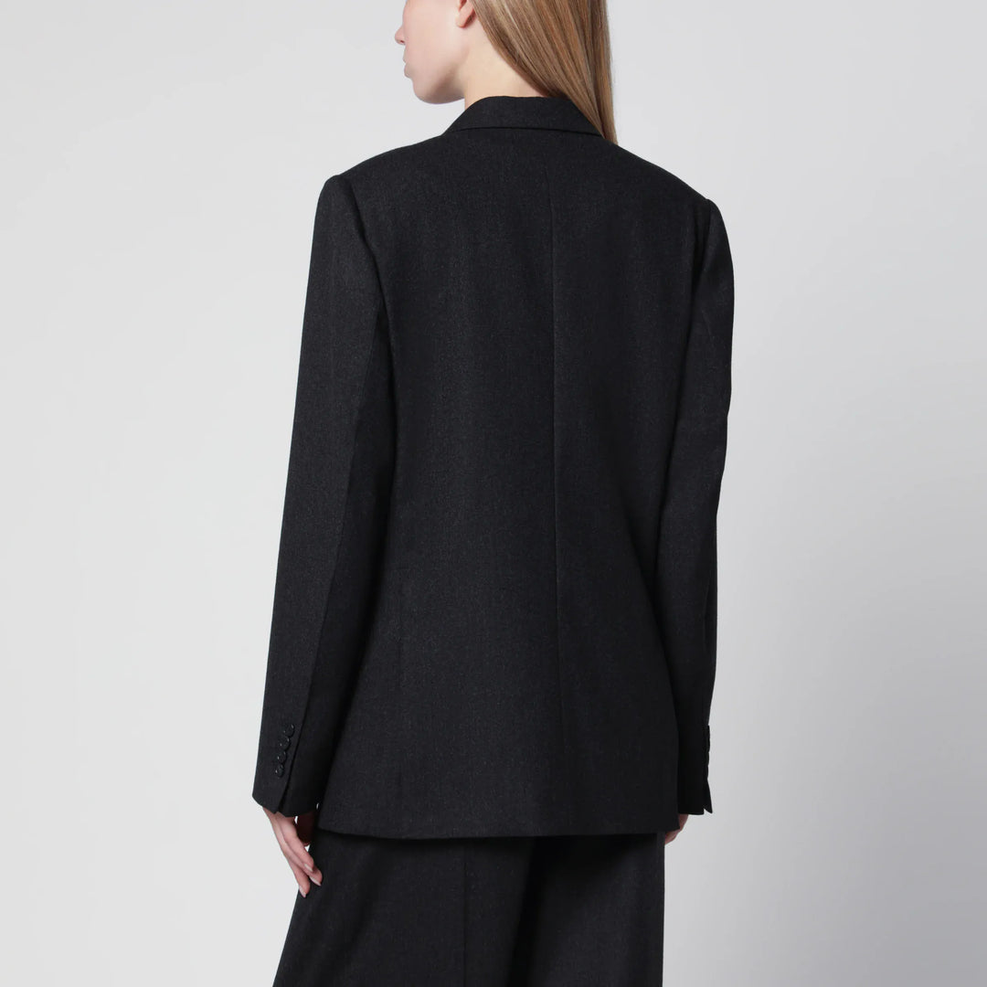 Victoria Beckham - Dark Grey Double-Breasted Wool Jacket Brand Coats &amp; Jackets