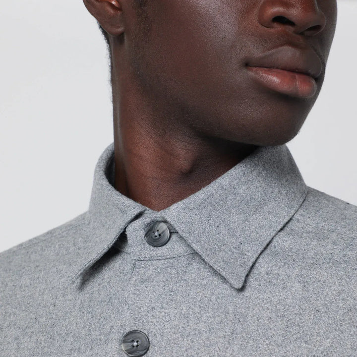 XACUS - Gray overshirt jacket in wool blend Brand Coats &amp; Jackets