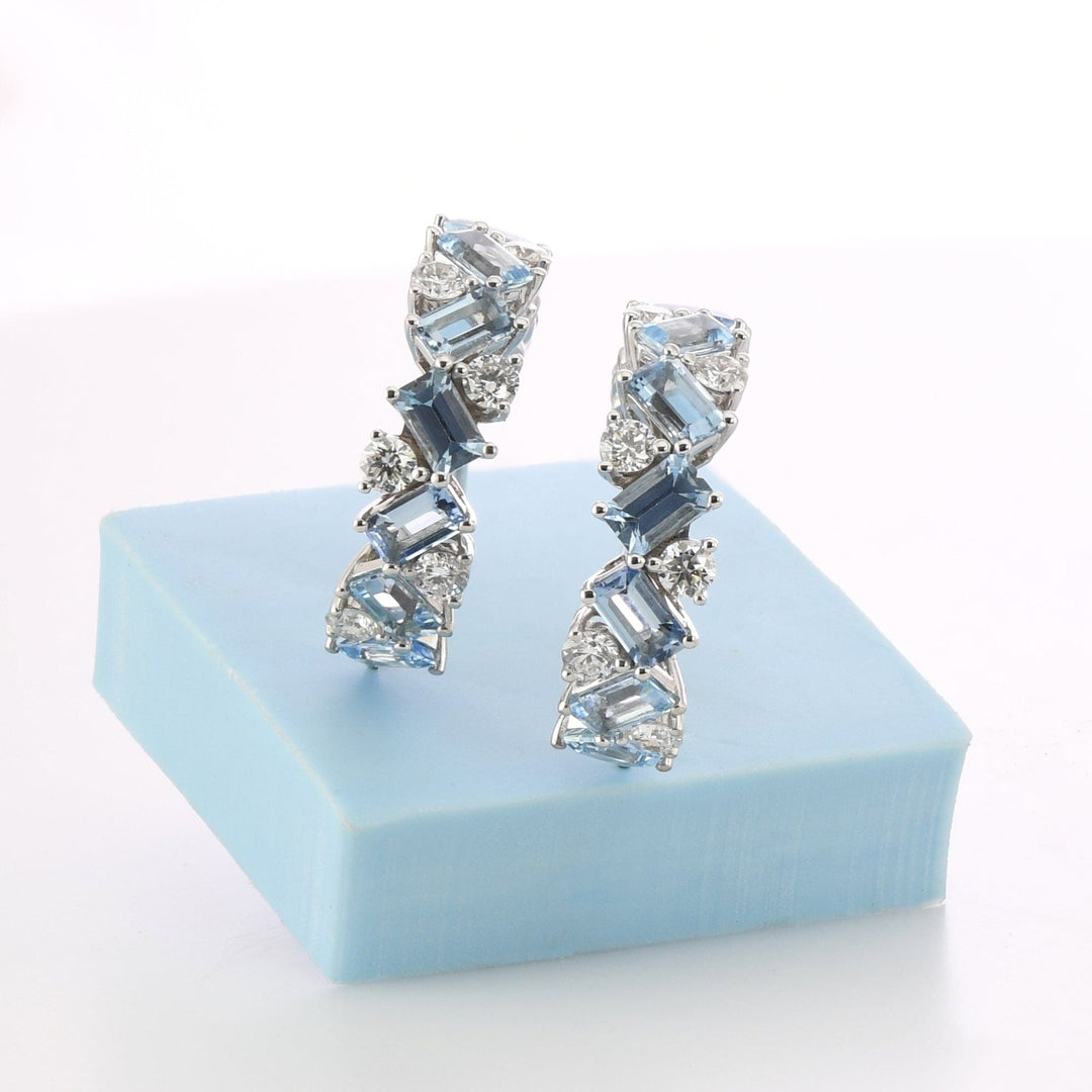 LEIBISH Aquamarine &amp; Diamond Hoop Earrings Brand Earrings
