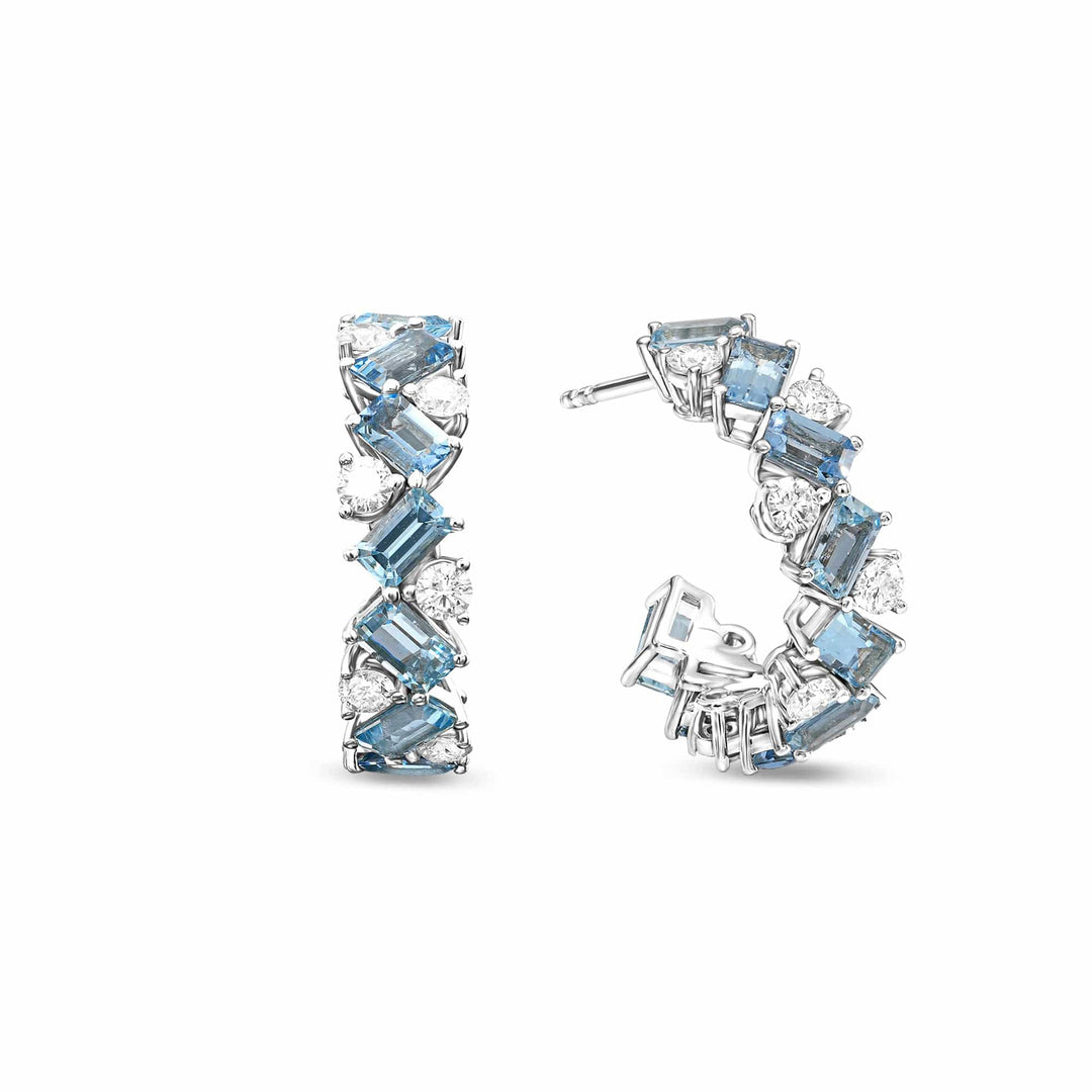 LEIBISH Aquamarine &amp; Diamond Hoop Earrings Brand Earrings