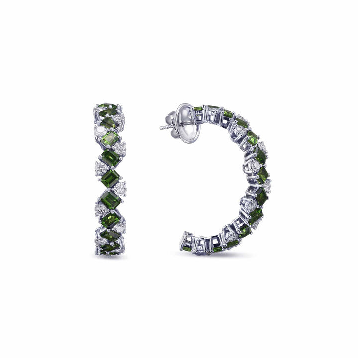 LEIBISH Green Tourmaline &amp; Diamond Hoop Earrings Brand Earrings