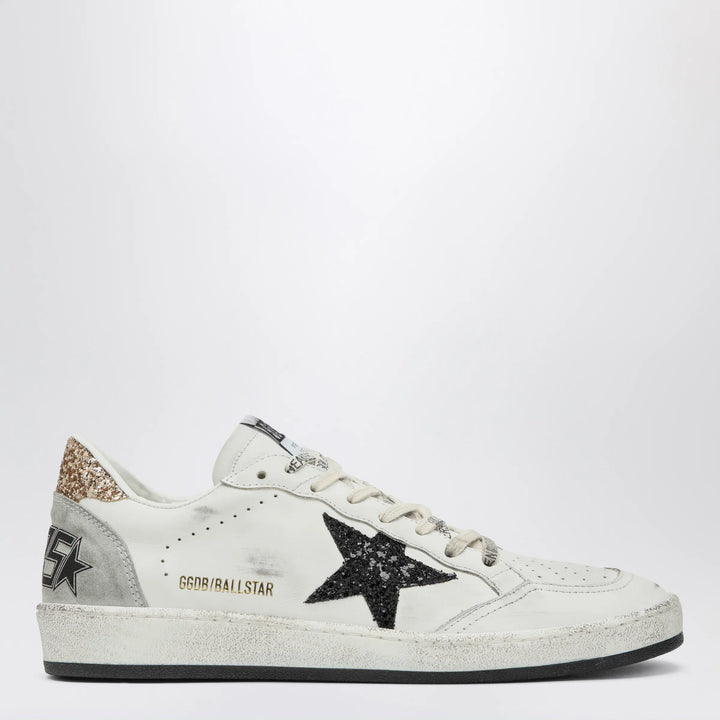 Golden Goose - White and black Ball Star sneakers with gold glitter Brand 36 IT