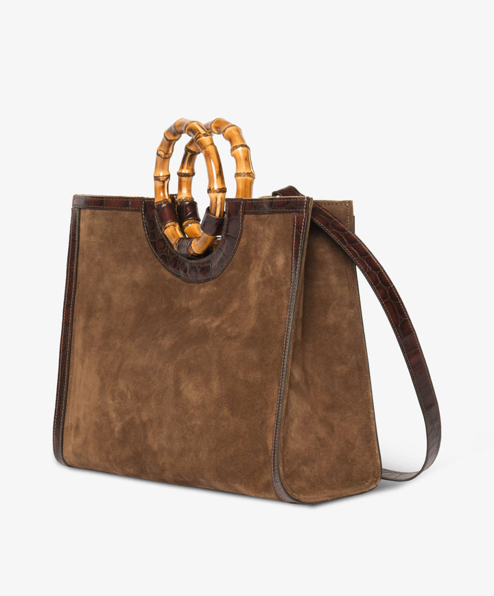 My Style Bags Personalised Bamboo Large Deluxe Handbag – Dark Brown Brand Handbag