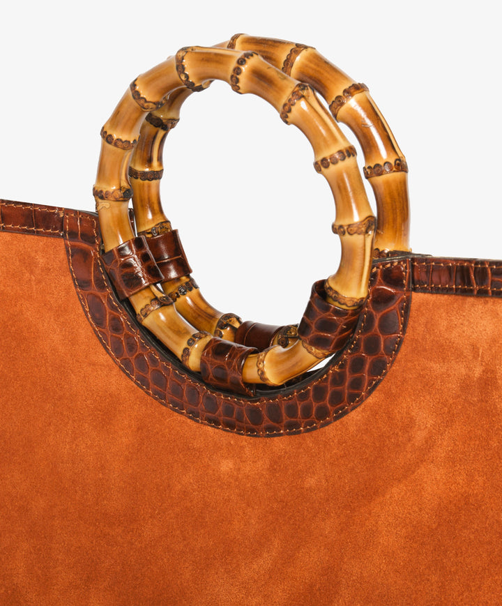 My Style Bags Personalised Bamboo Large Deluxe Handbag – Orange Brand Handbag