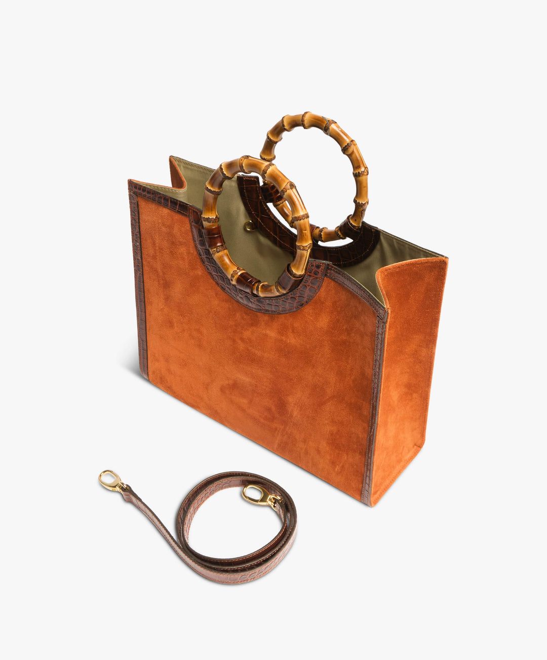 My Style Bags Personalised Bamboo Large Deluxe Handbag – Orange Brand Handbag