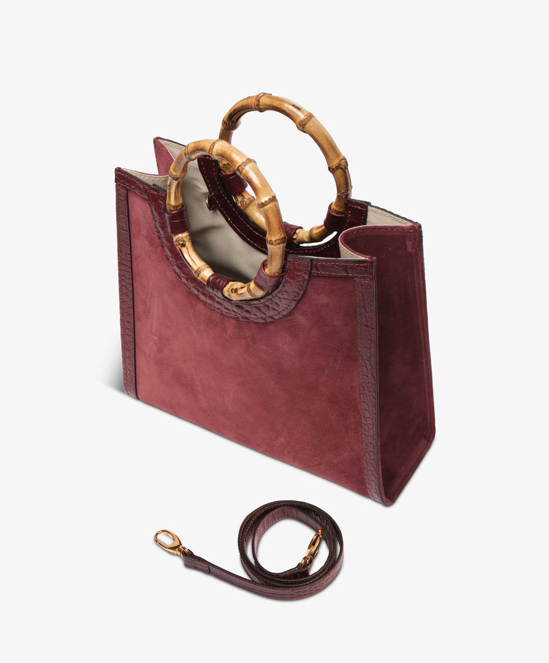 My Style Bags Personalised Bamboo Large Deluxe Handbag – Plum Brand Handbag