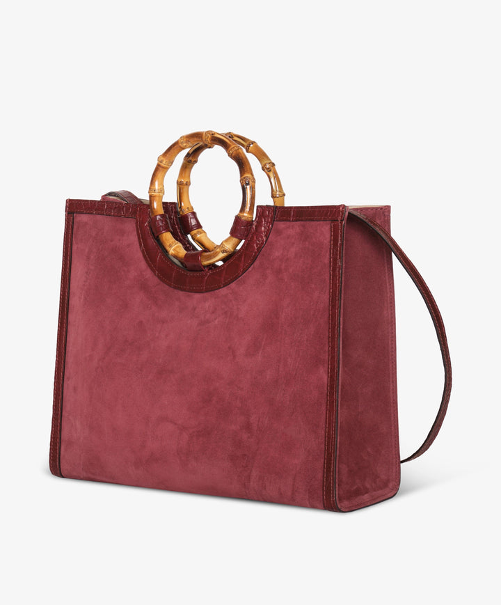 My Style Bags Personalised Bamboo Large Deluxe Handbag – Plum Brand Handbag