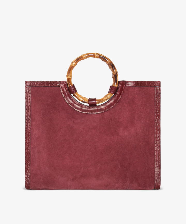 My Style Bags Personalised Bamboo Large Deluxe Handbag – Plum Brand Handbag