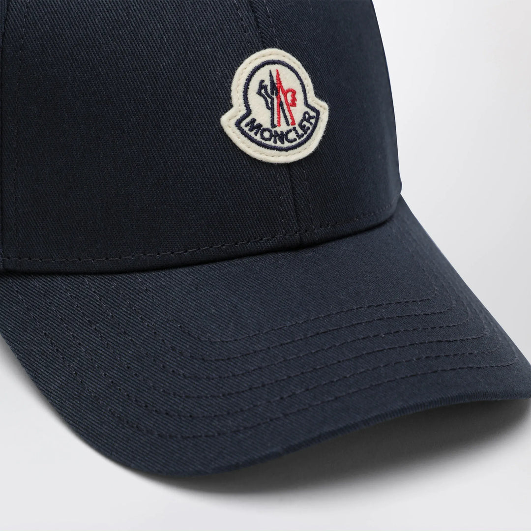 Moncler - Baseball cap with front patch in cotton blue Brand Hats U