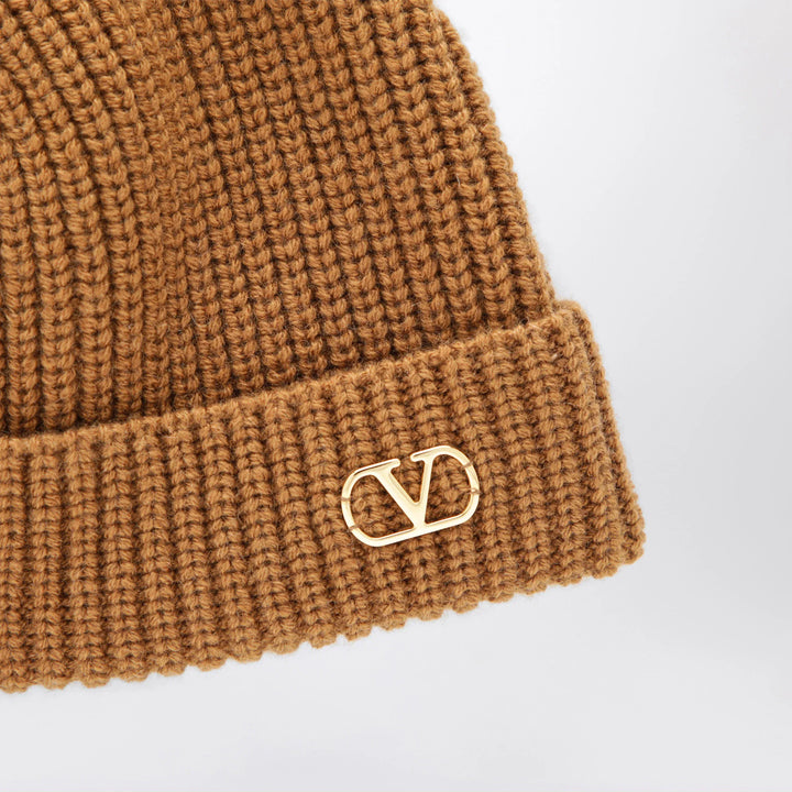 Valentino Garavani - Camel Vlogo Signature cashmere beanie Brand Hats U