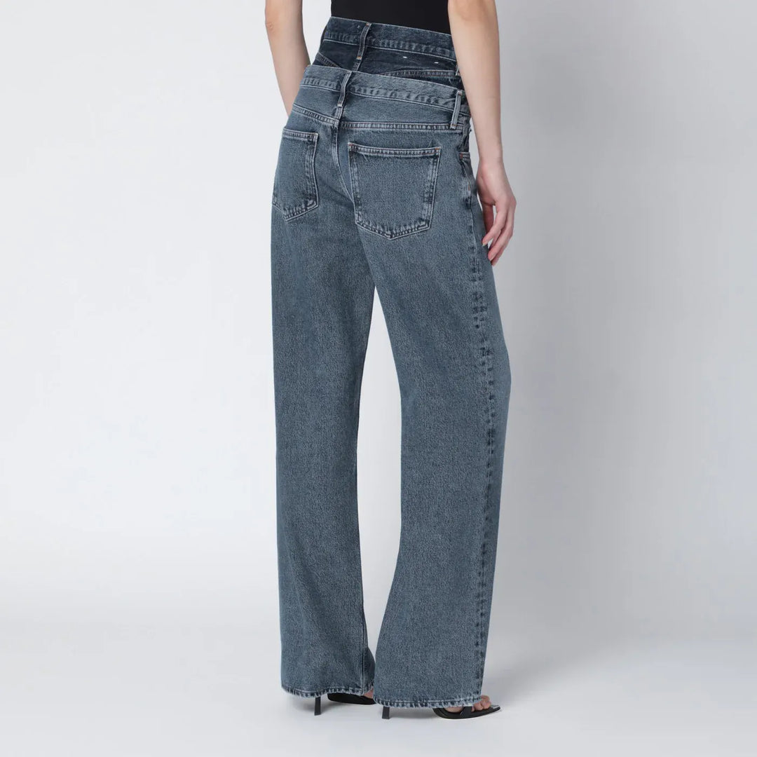 AGOLDE - Elson jeans with double waistband in dark/light indigo Brand Jeans